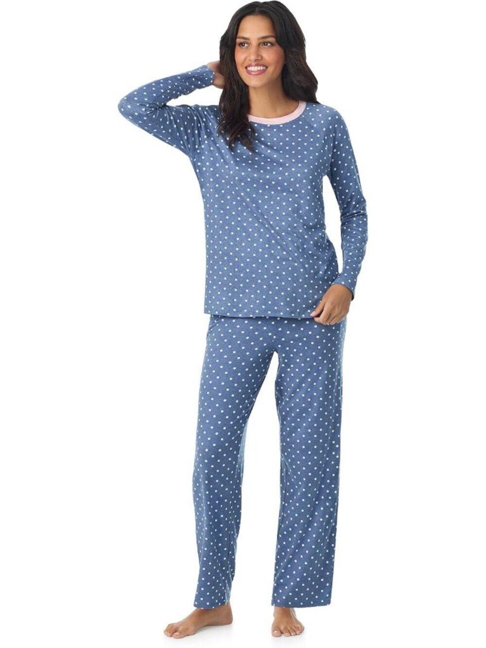 Cozy Long Sleeve Crewneck Matching Pajama Set for Women - 2 Piece PJs